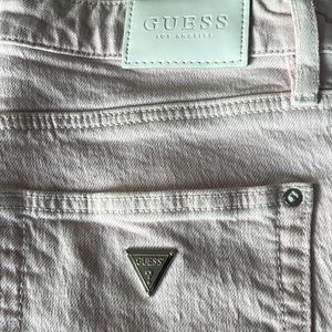 Guess jeans, pale pink denim, high waist, straight leg, crop, size 27